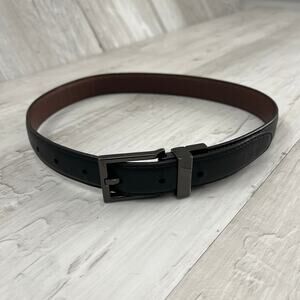Izod Black Faux Leather 29.5" Metal Buckle Small Belt